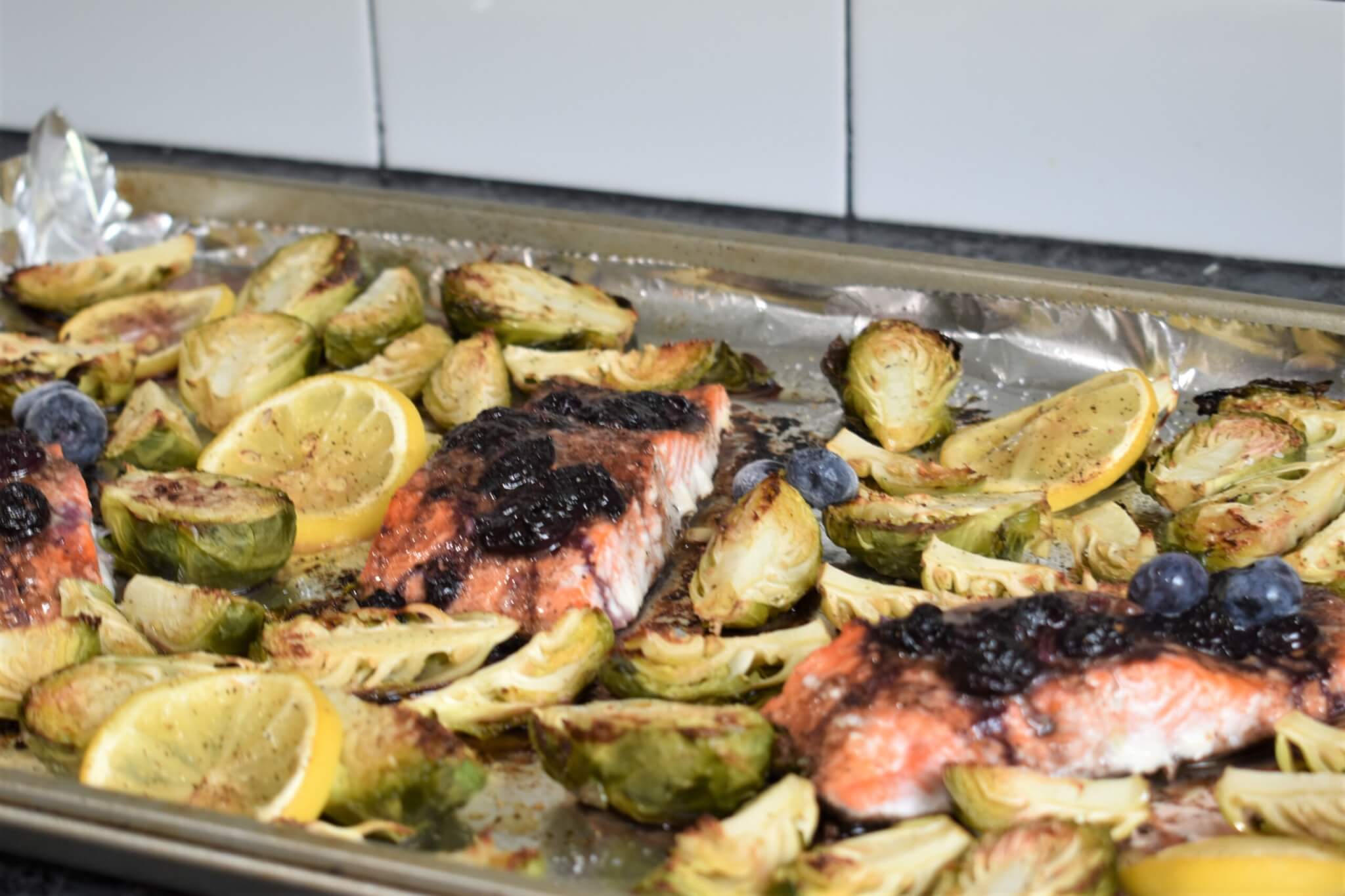 One-Pan Blueberry Balsamic Baked Salmon | Wish Farms Blueberry Recipes