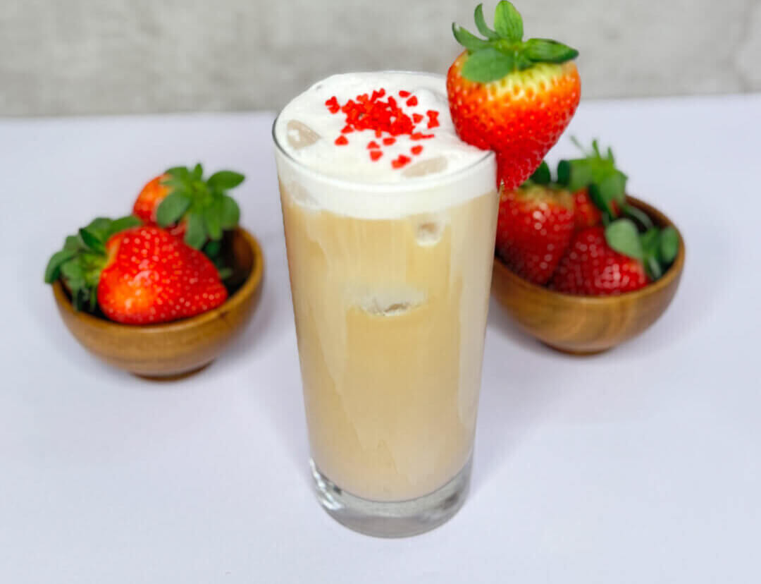 Iced Strawberry Cold Foam Latte - Wish Farms