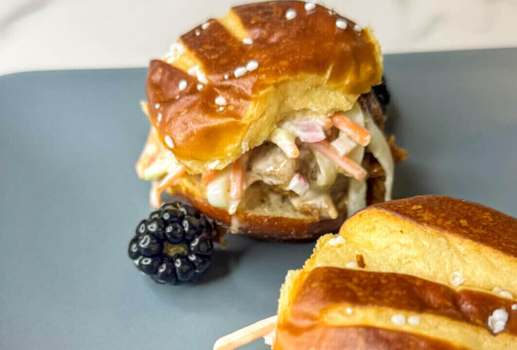 Blackberry and Vidalia Pulled Pork Sliders I Wish Farms
