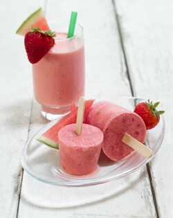 Watermelon Strawberry Shake and Frozen Smoothie Pops