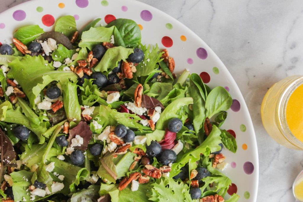 Blueberry & Toasted Pecan Mixed Greens Salad With Orange Vinaigrette 