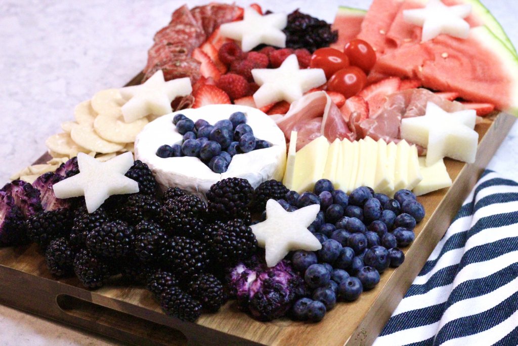 Red, White & Blue Charcuterie Board with fresh berries from Wish Farms