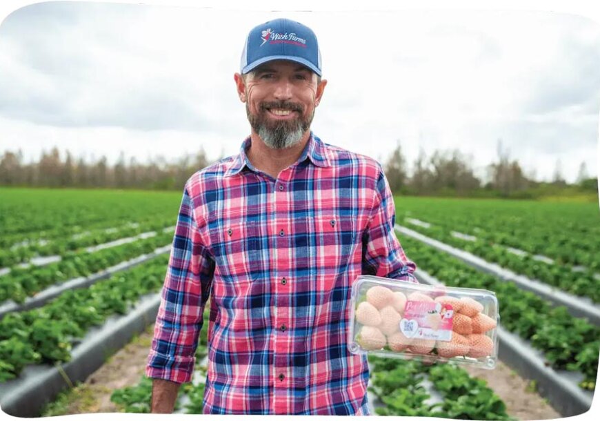 Chris showing a Wish Farms Pineberry