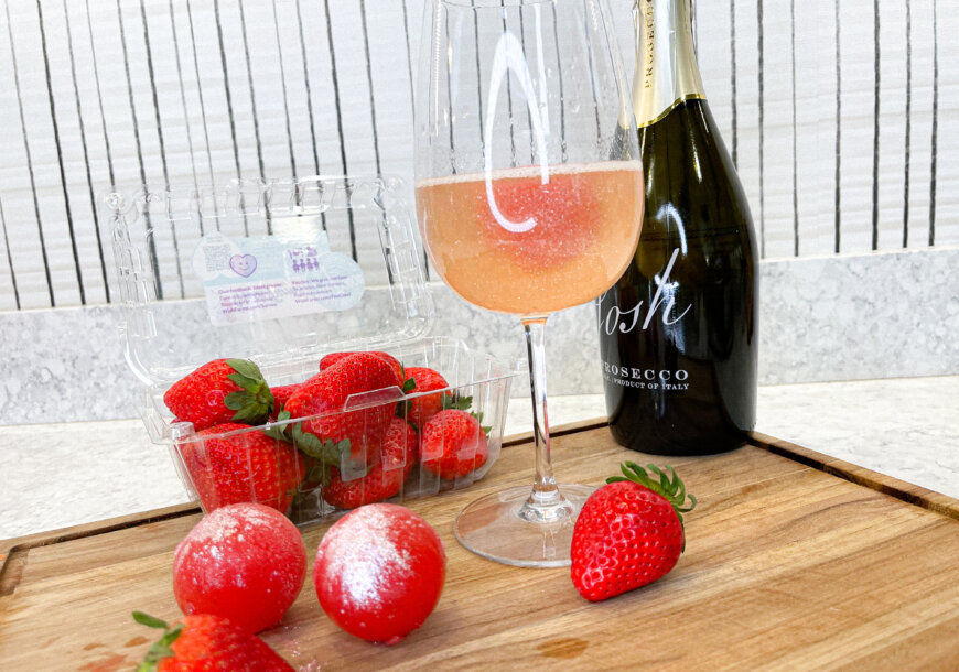 Glitz up your Prosecco and Champagne with Wish Farms Strawberry Shimmer!