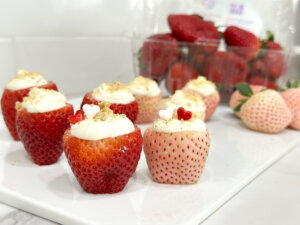 Cheesecake stuffed strawberry pineberry